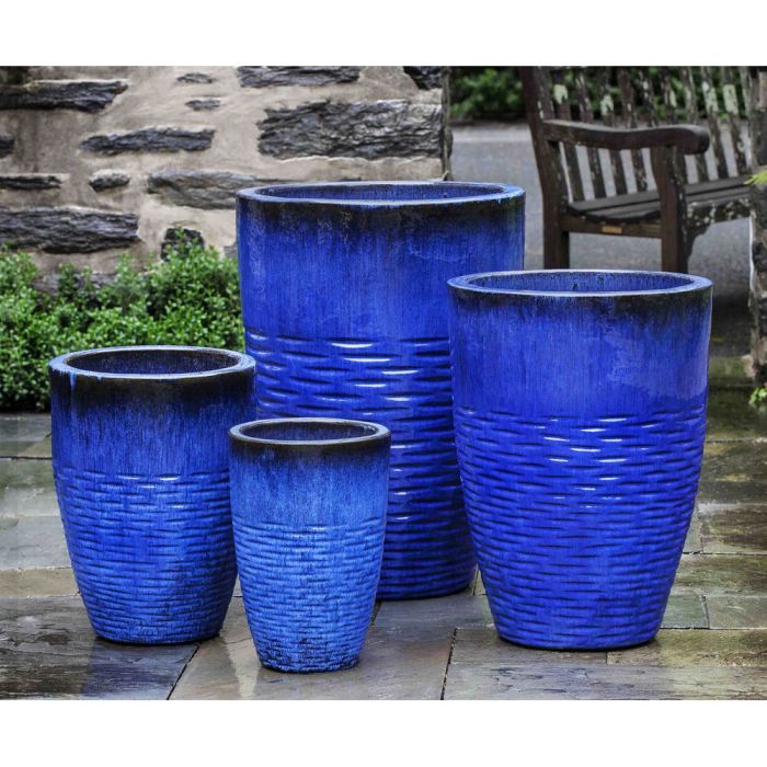 Blue ceramic plant pot